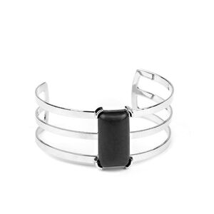 Elegant Silver and Black Cuff Bracelet